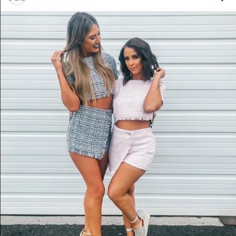 Pink Tweed Skort Set